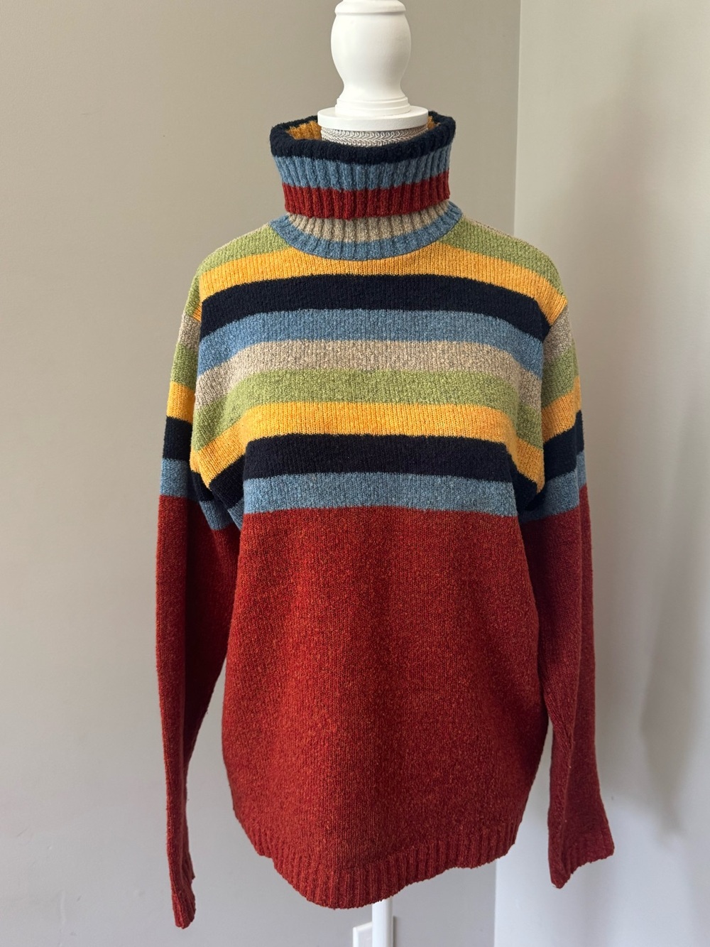 Vintage Maraccio Multicoloured Striped Turtleneck Sweater